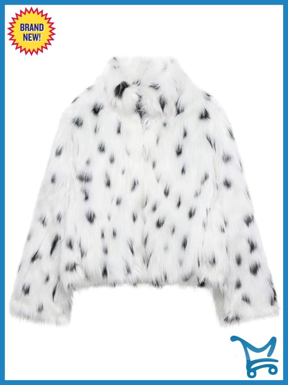 Faux Fur Crop Jacket Long Sleeve Fluffy Leopard Sherpa Coat with Pockets